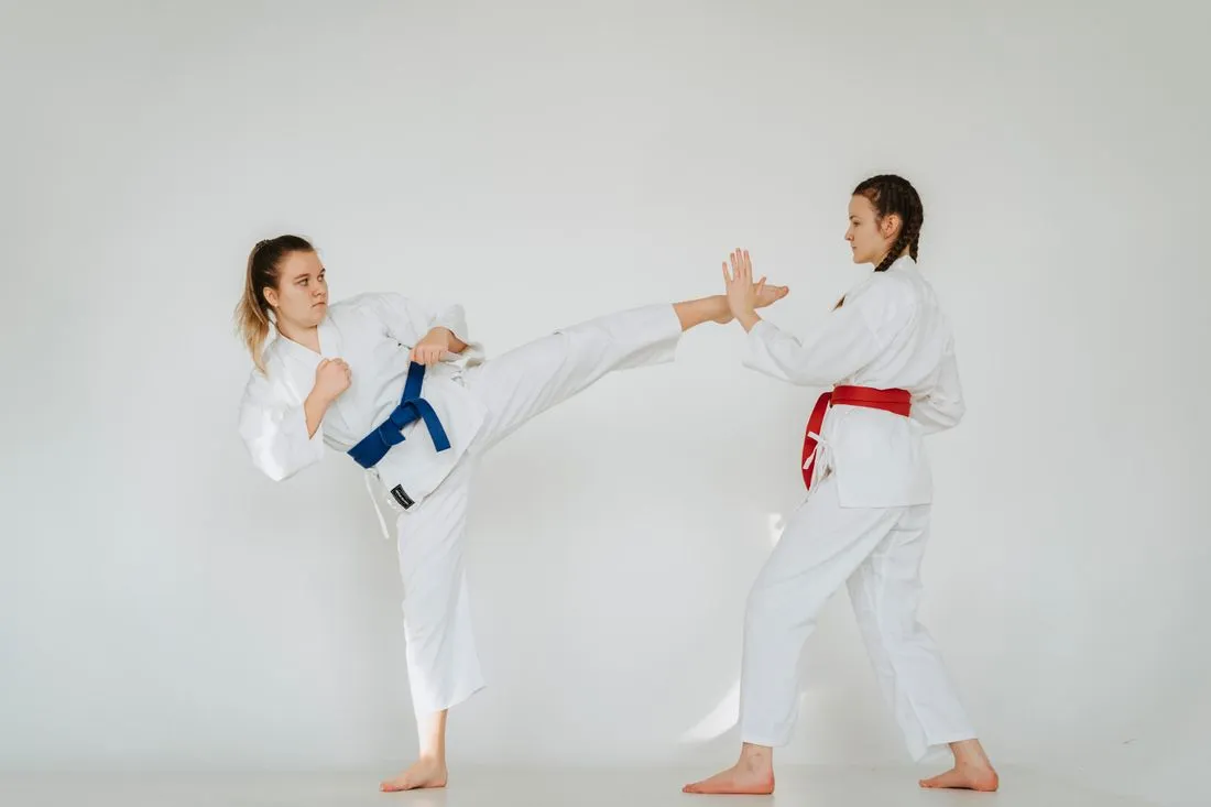 Two students sparring in the dojang